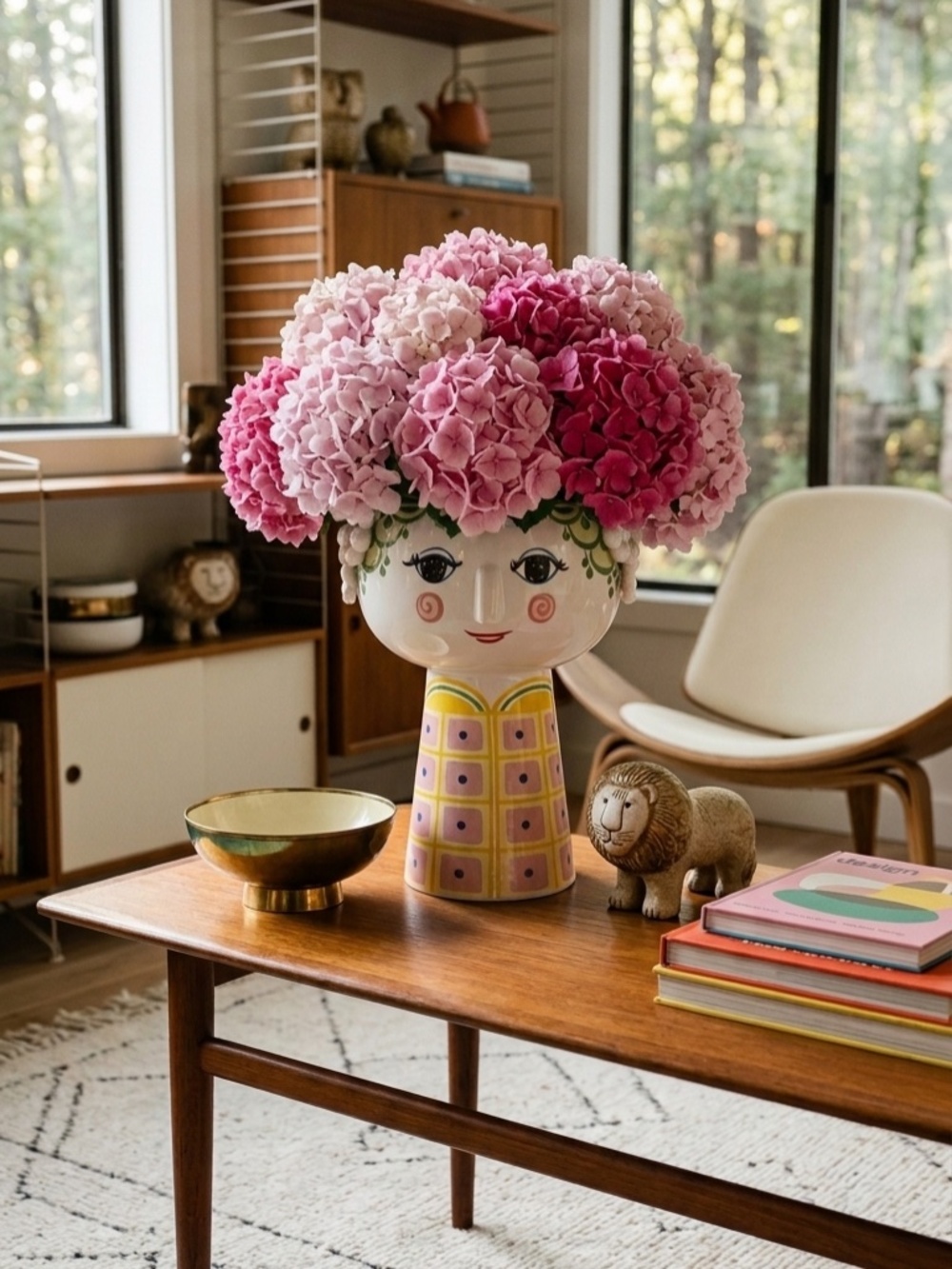 Bjørn Wiinblad Eva Vase whimsical woman's face textured hair decals